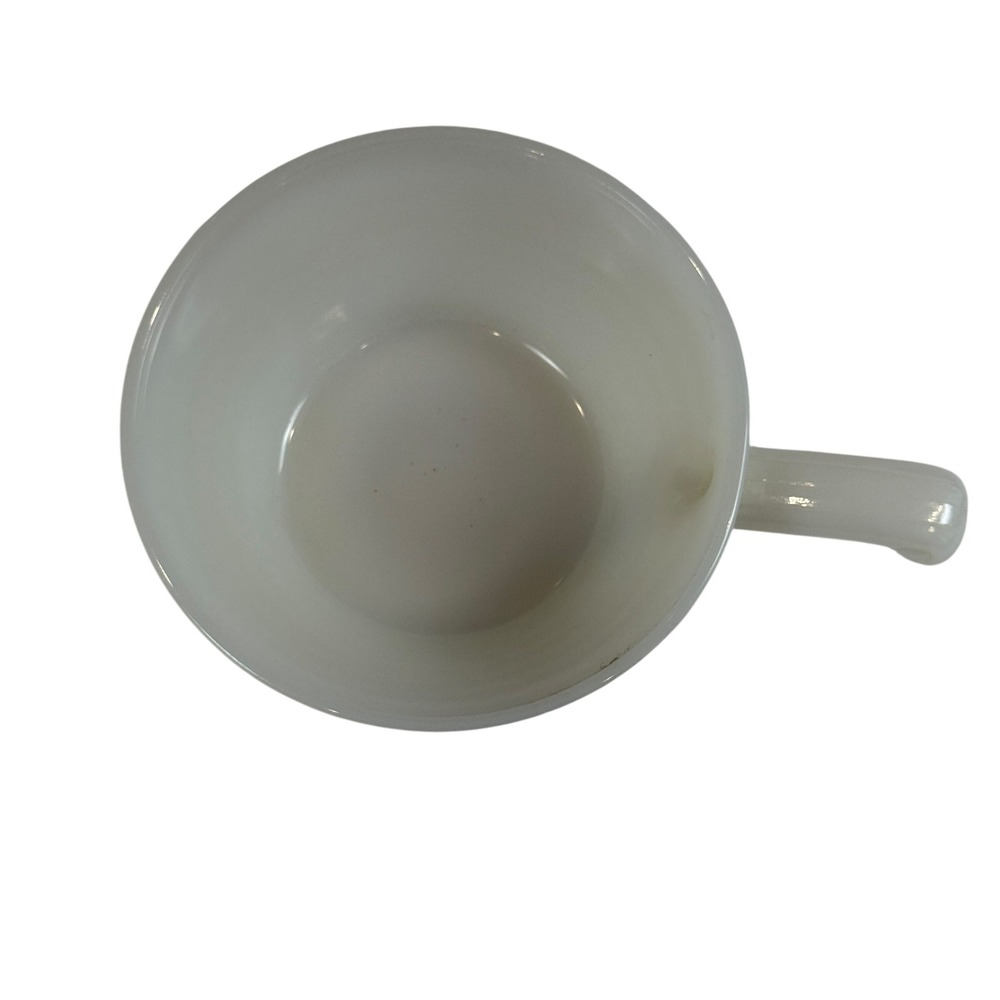 Fire-King Milk Glass Ribbed Chili Bowl with Handle White Vintage USA Made 5in